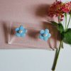 blue flower studs