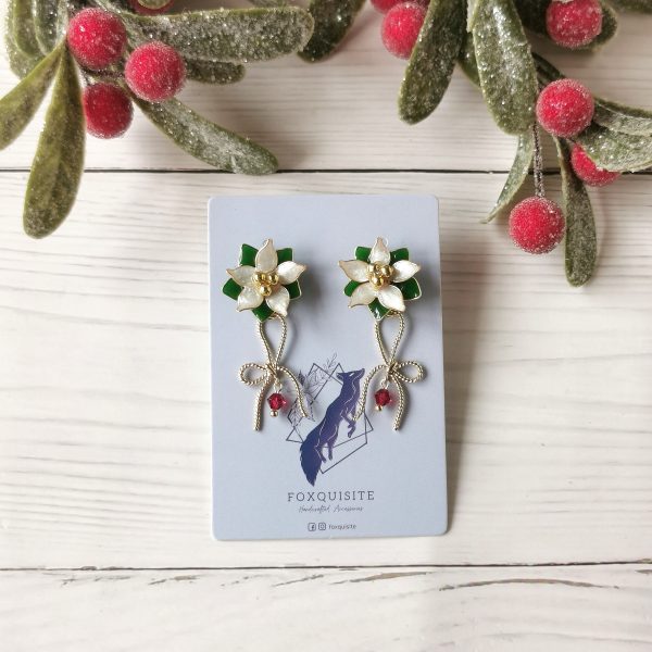 ivory poinsettia dangle
