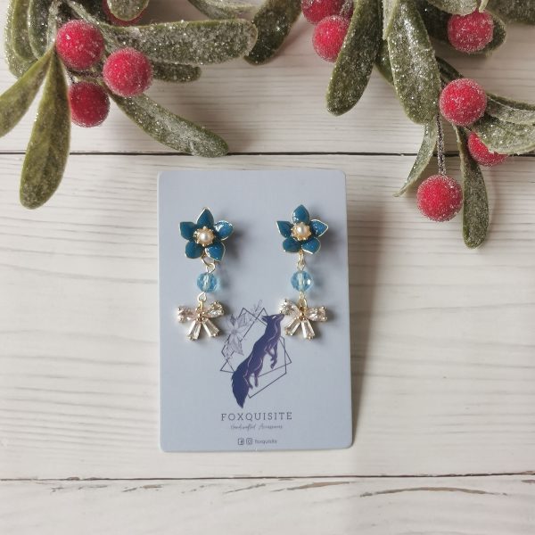 christmas blue flower dangle